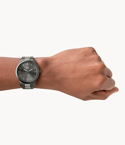 Fossil montre The Minimalist à trois aiguilles en acier inoxydable fumé