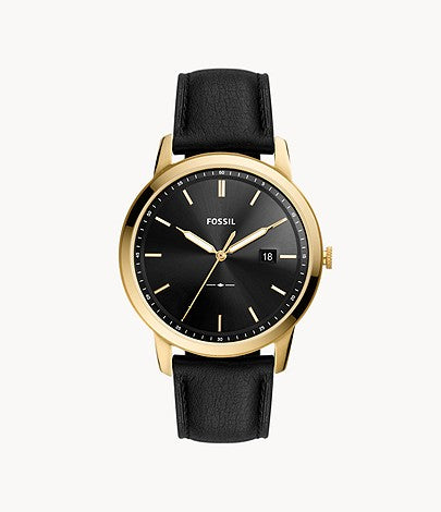 Fossil montre The Minimalist solaire en cuir noir