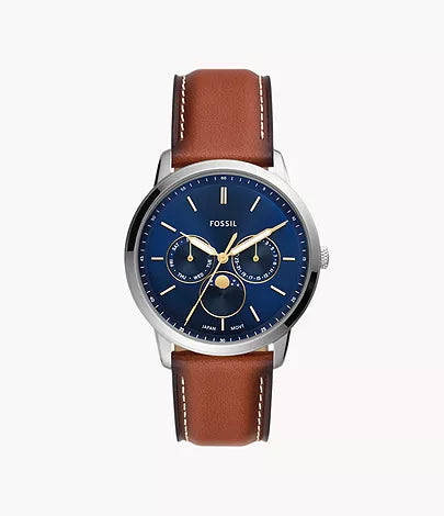 FOSSIL Montre multifonctionnelle Neutra Moonphase en cuir brun