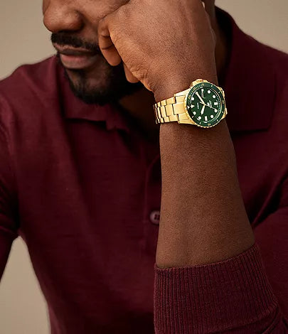 FOSSIL Montre à trois aiguilles avec date Fossil Blue Dive en acier inoxydable ton or