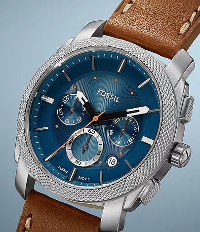 FOSSIL Montre chronographe Machine en cuir brun