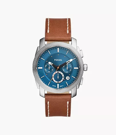 FOSSIL Montre chronographe Machine en cuir brun