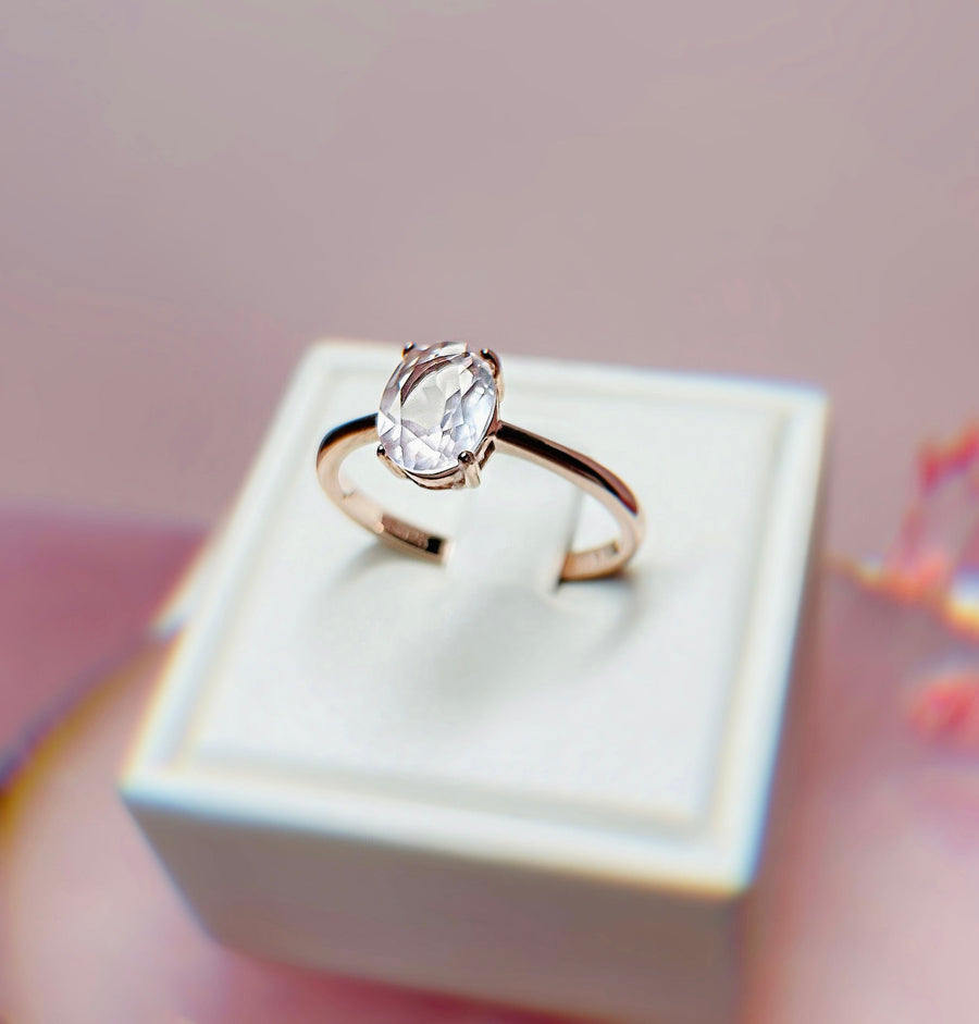Bague quartz rose or rose Élodie
