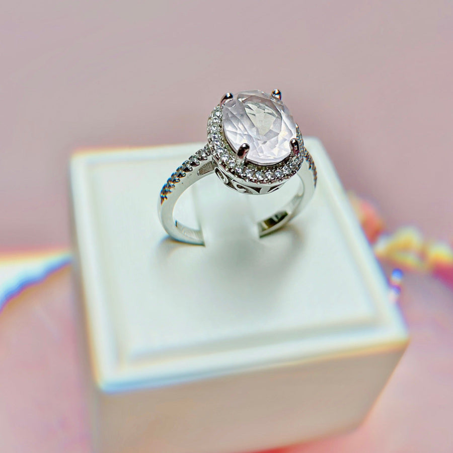 Bague quartz rose argent Aurélie