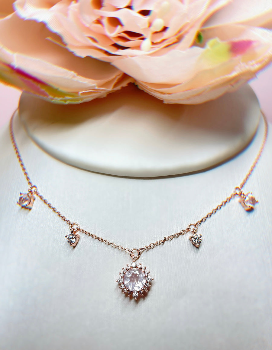 Collier Quartz rose or rose Laury