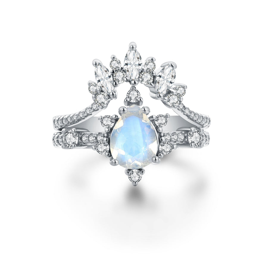Ensemble de bagues Pierre de lune argent Laeticia