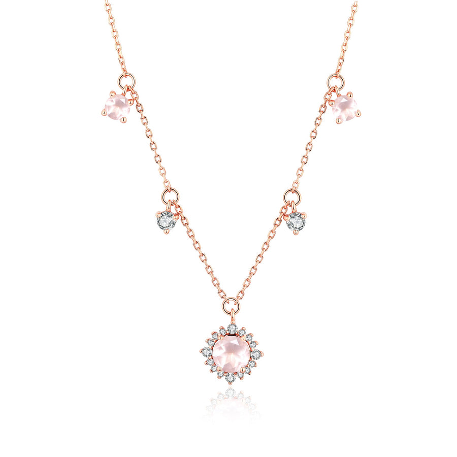 Collier Quartz rose argent Laury