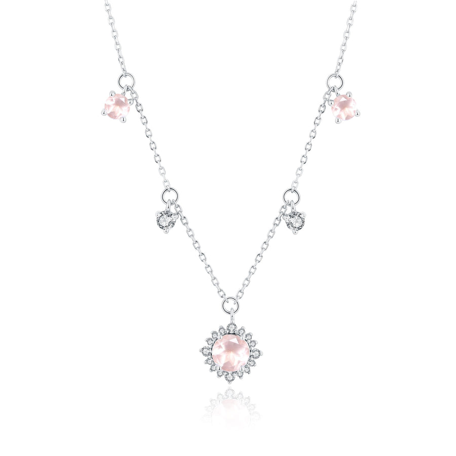 Collier Quartz rose argent Laury