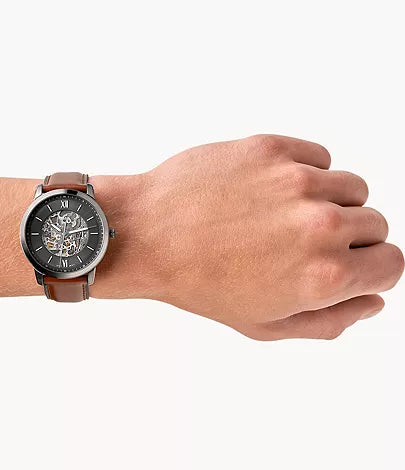 FOSSIL Montre automatique Neutra en cuir ambré