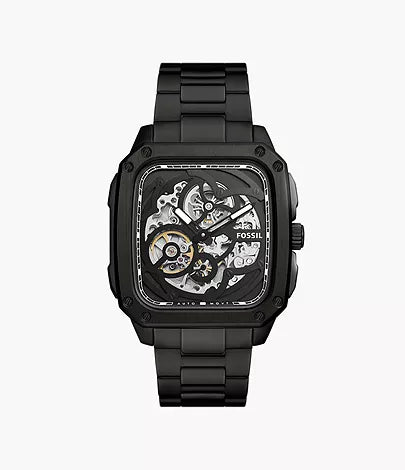 FOSSIL Montre automatique en acier inoxydable à fumée avec inscription