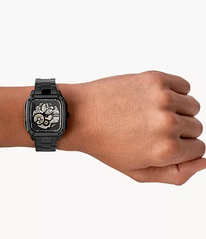FOSSIL Montre automatique en acier inoxydable à fumée avec inscription