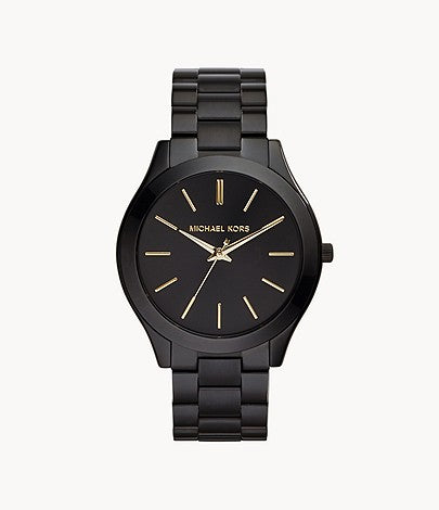 MK montre Runway Slim en acier inoxydable noir