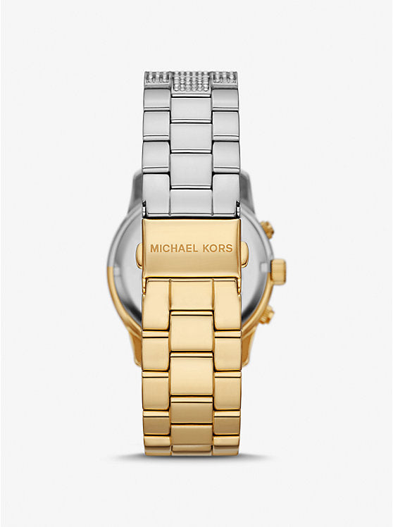 Montre Michael Kors Runway mince à deux tons et à pavé