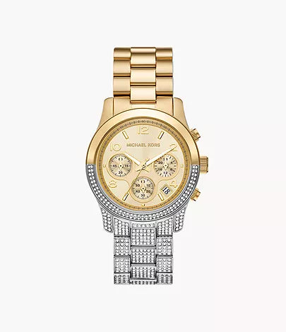 Montre Michael Kors Runway mince à deux tons et à pavé