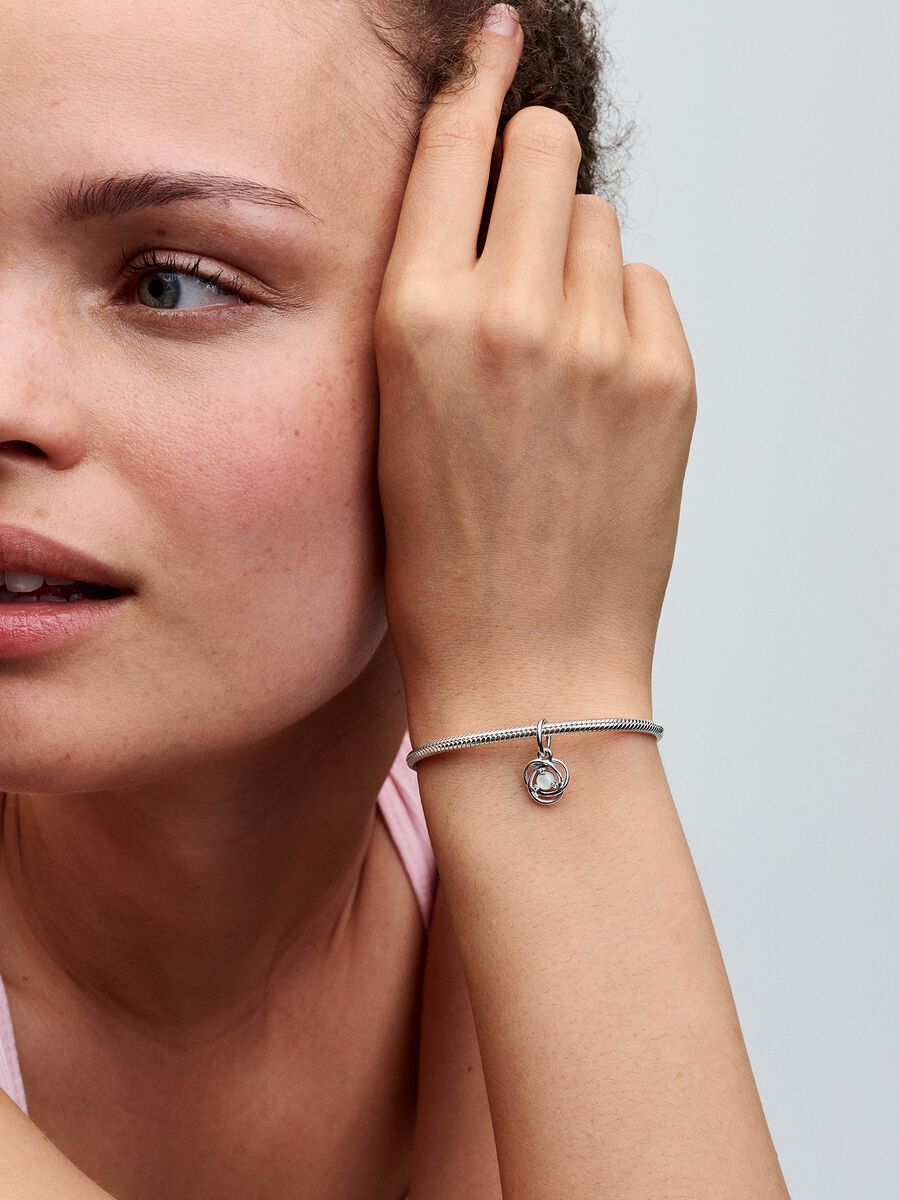 Juin Charm-pendentif Cercle perle de culture d’eau douce traitée