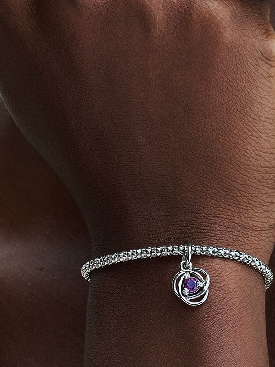 Février Charm-pendentif Cercle éternel mauve