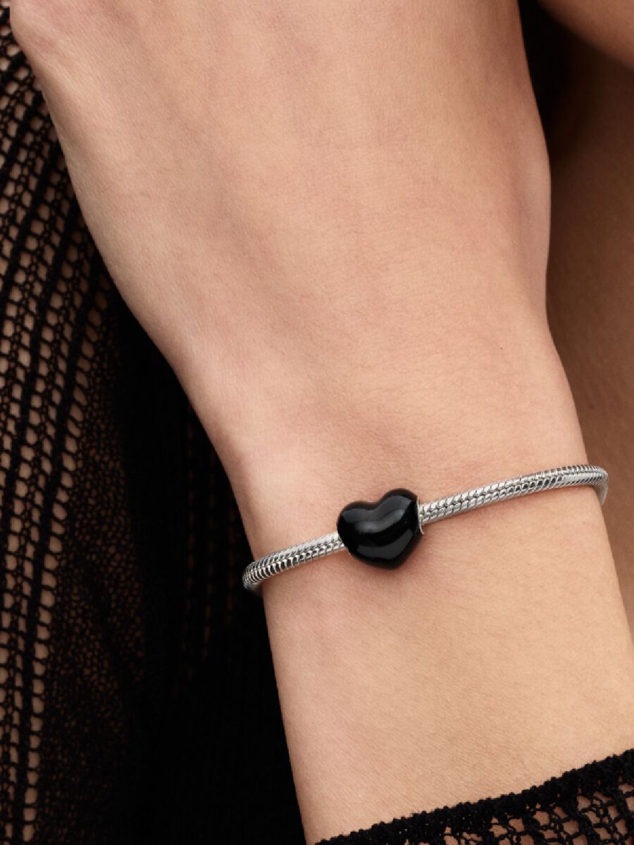 Charm Cœur noir métallique