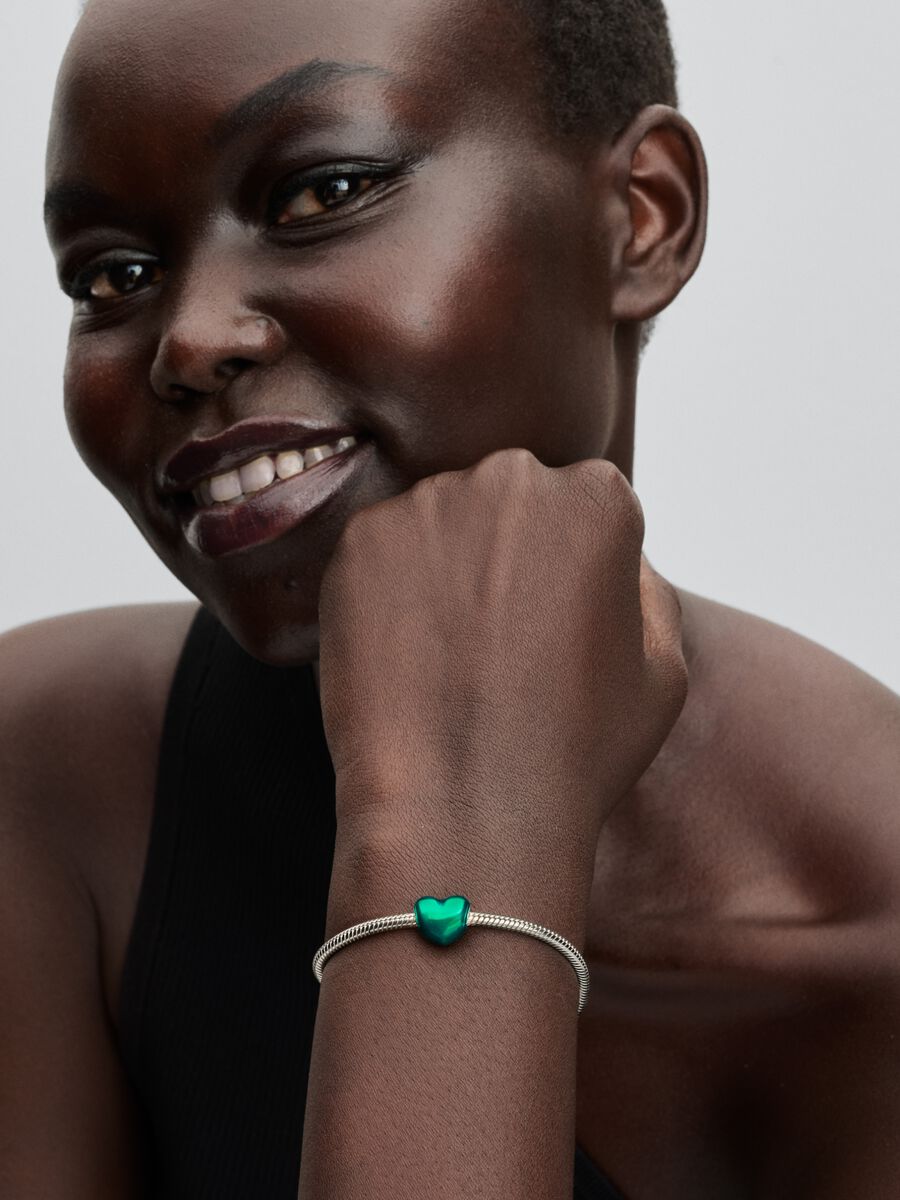 Charm Cœur vert métallique