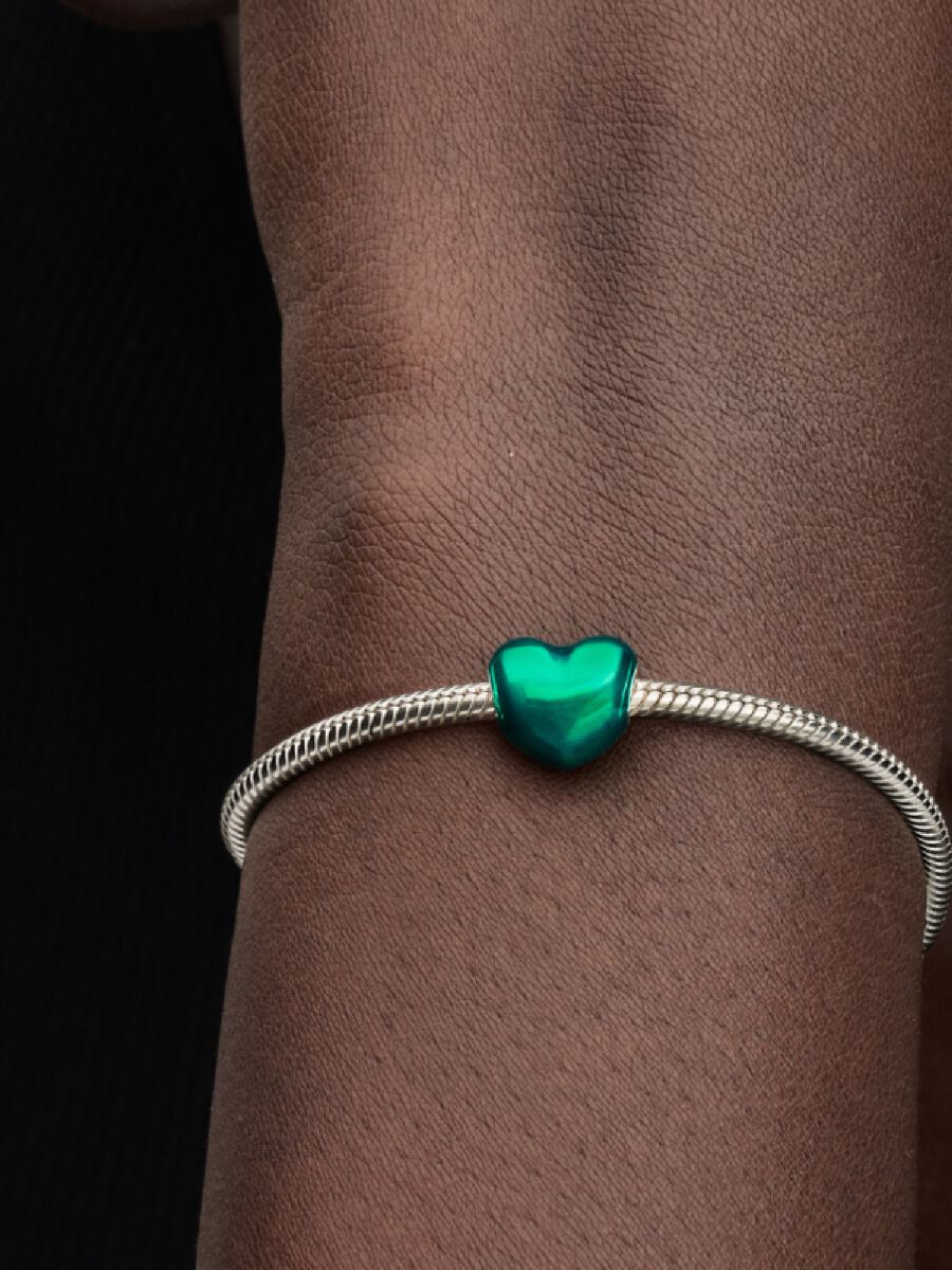 Charm Cœur vert métallique