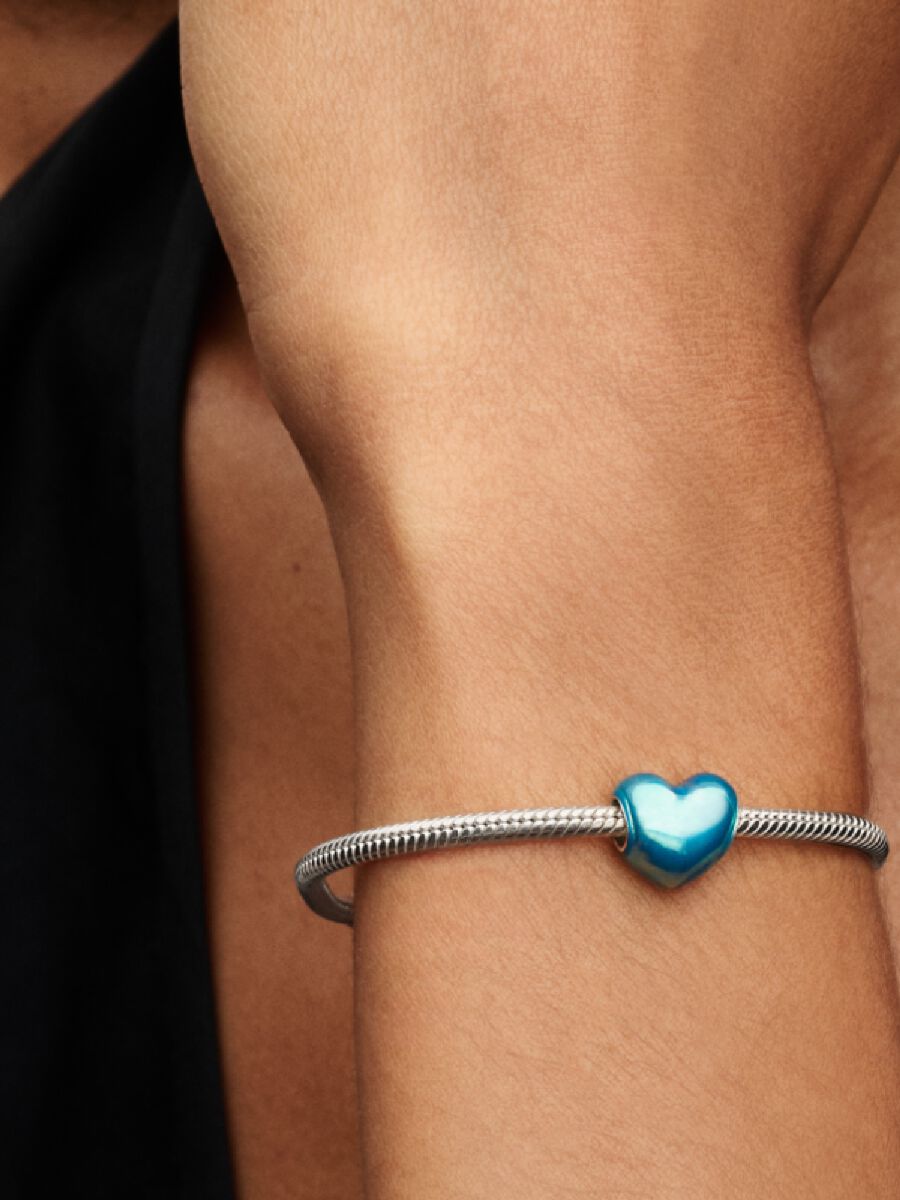 Charm Cœur bleu ciel métallique