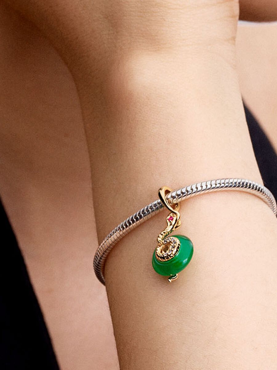 Charm-pendentif Serpent en verre de Murano vert
