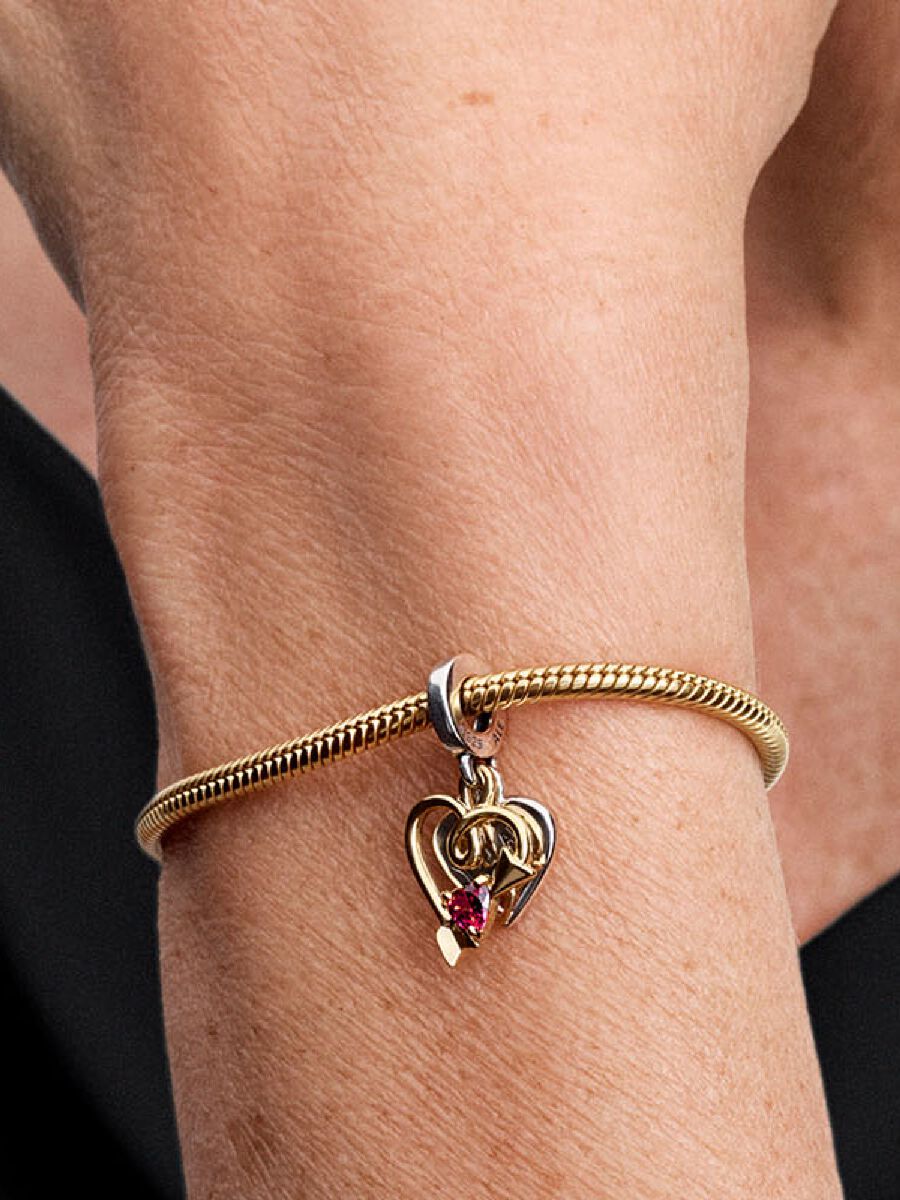 Charm-pendentif double Cœur et flèche à graver