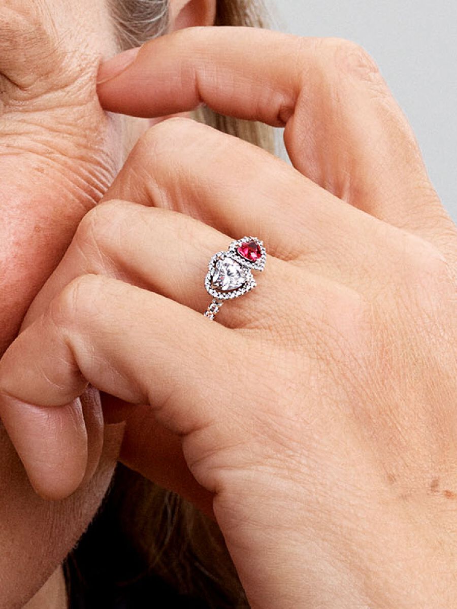 Bague Cœurs halo