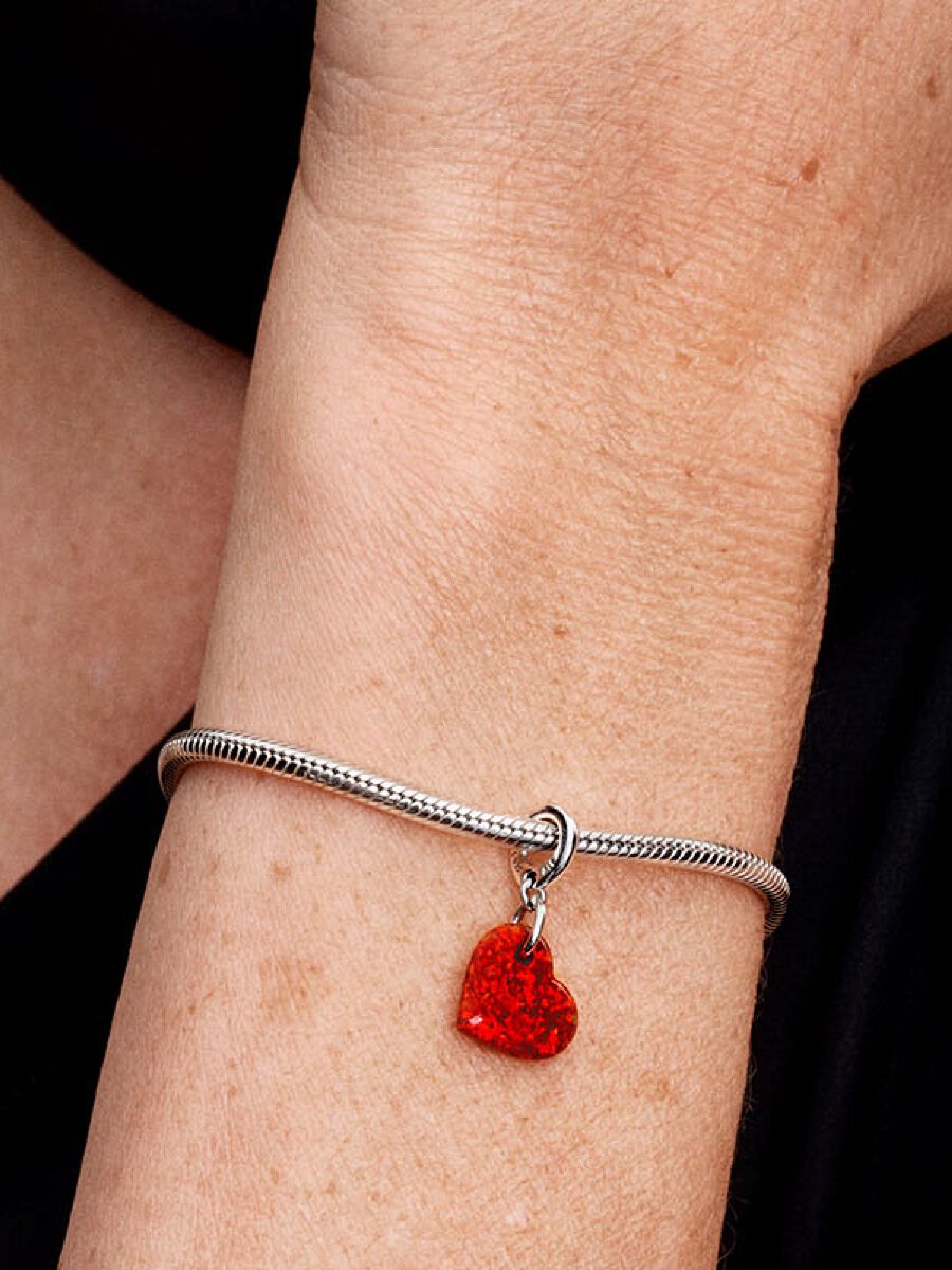 Charm-pendentif Cœur rouge opalescent