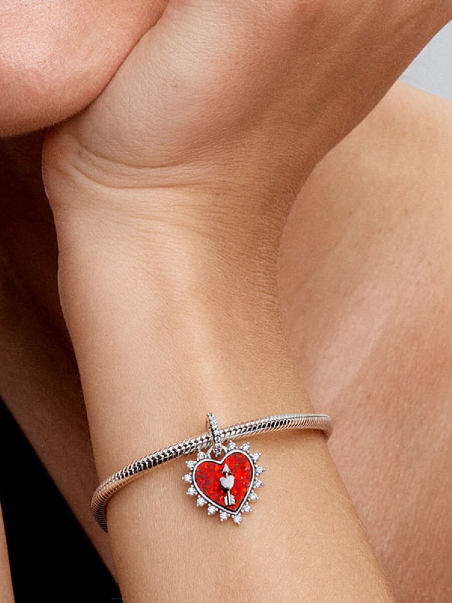 Charm-pendentif en forme de cœur Flèche amovile