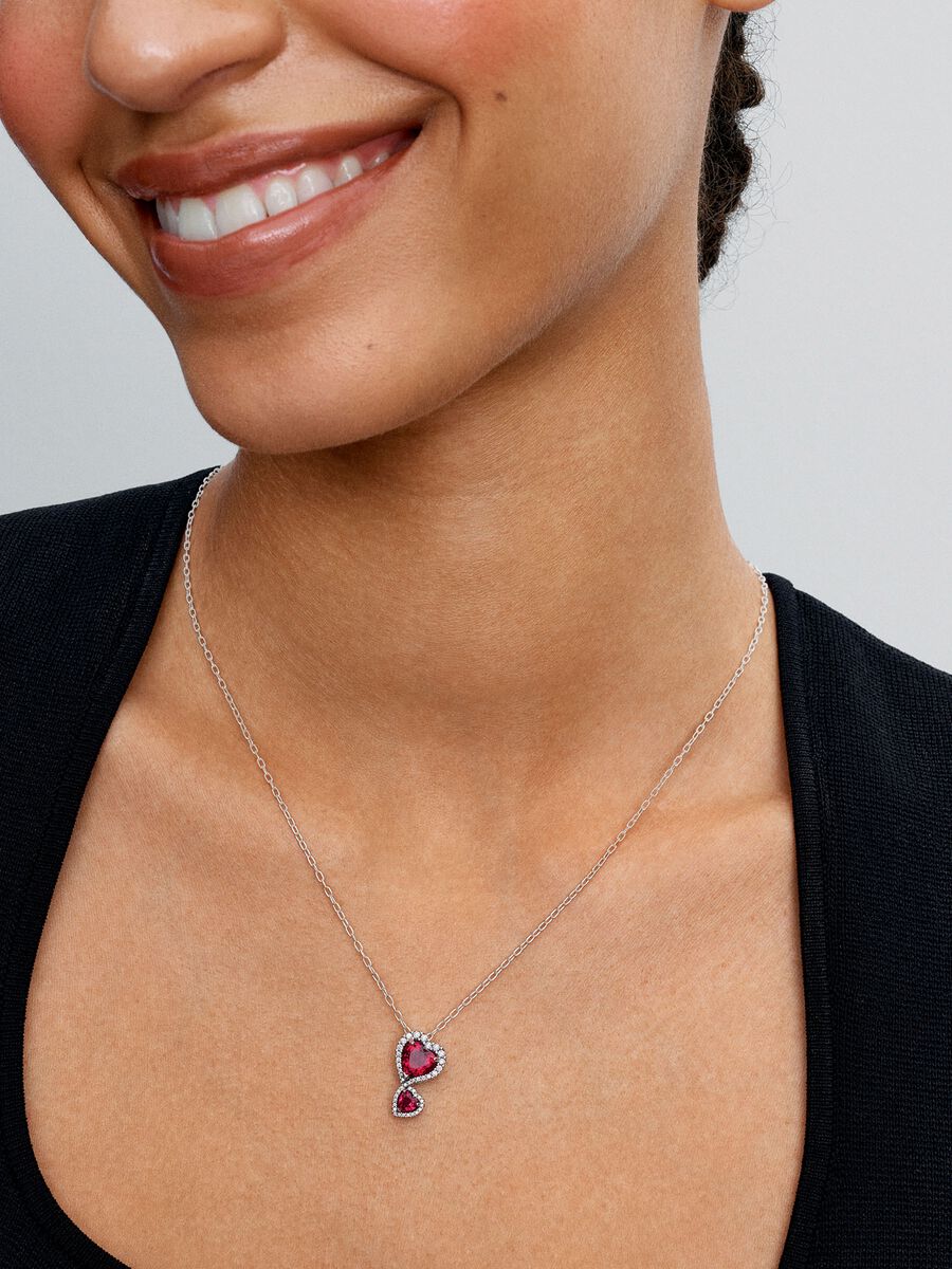 Collier pendentif Cœurs rouges et halo