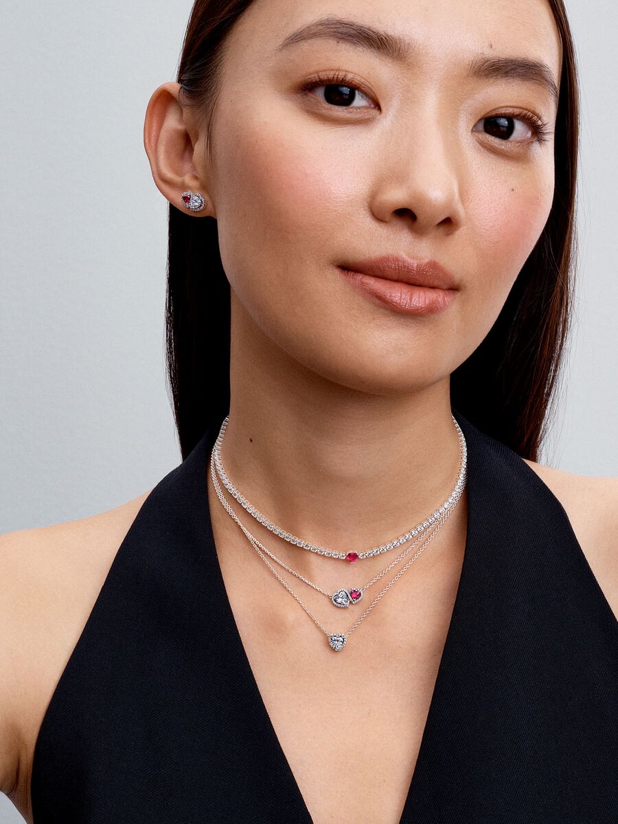Collier pendentif Cœurs Halo
