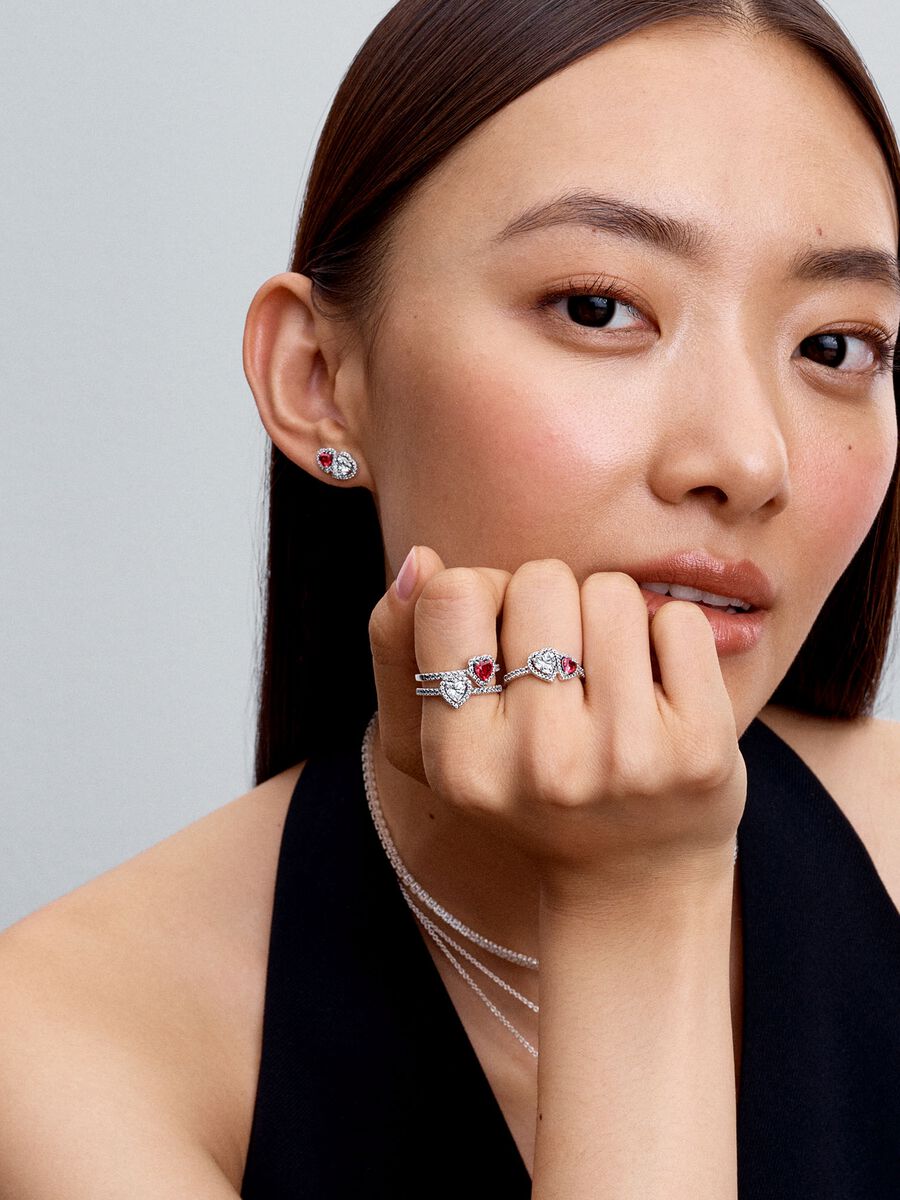 Bague Cœurs halo