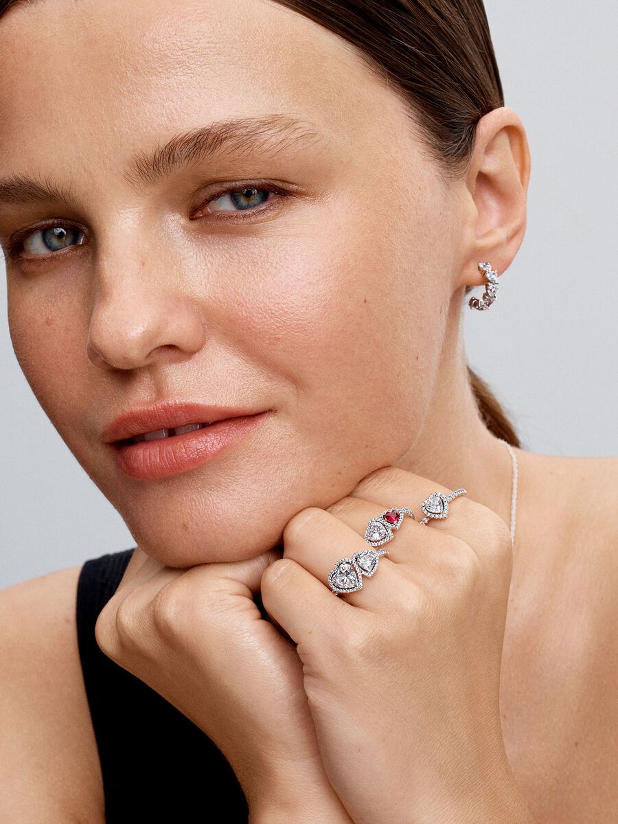 Bague Cœurs halo scintillants