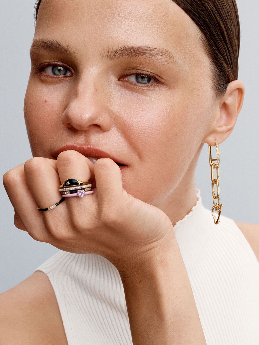 Bague Émail noir et pierres