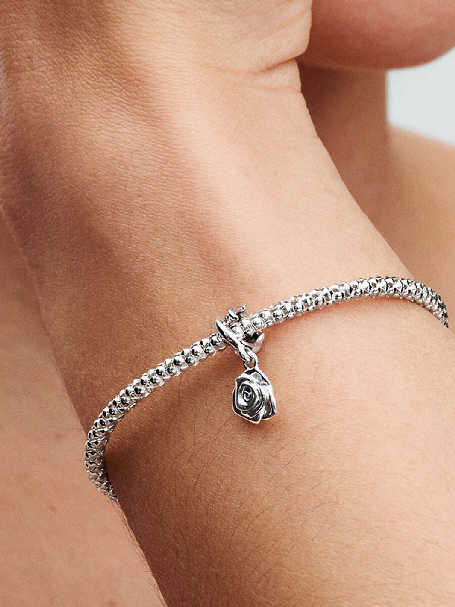 Charm-pendentif Rose blanche en fleur
