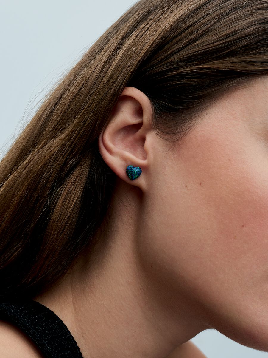 Clous d’oreilles Cœur vert opalescent