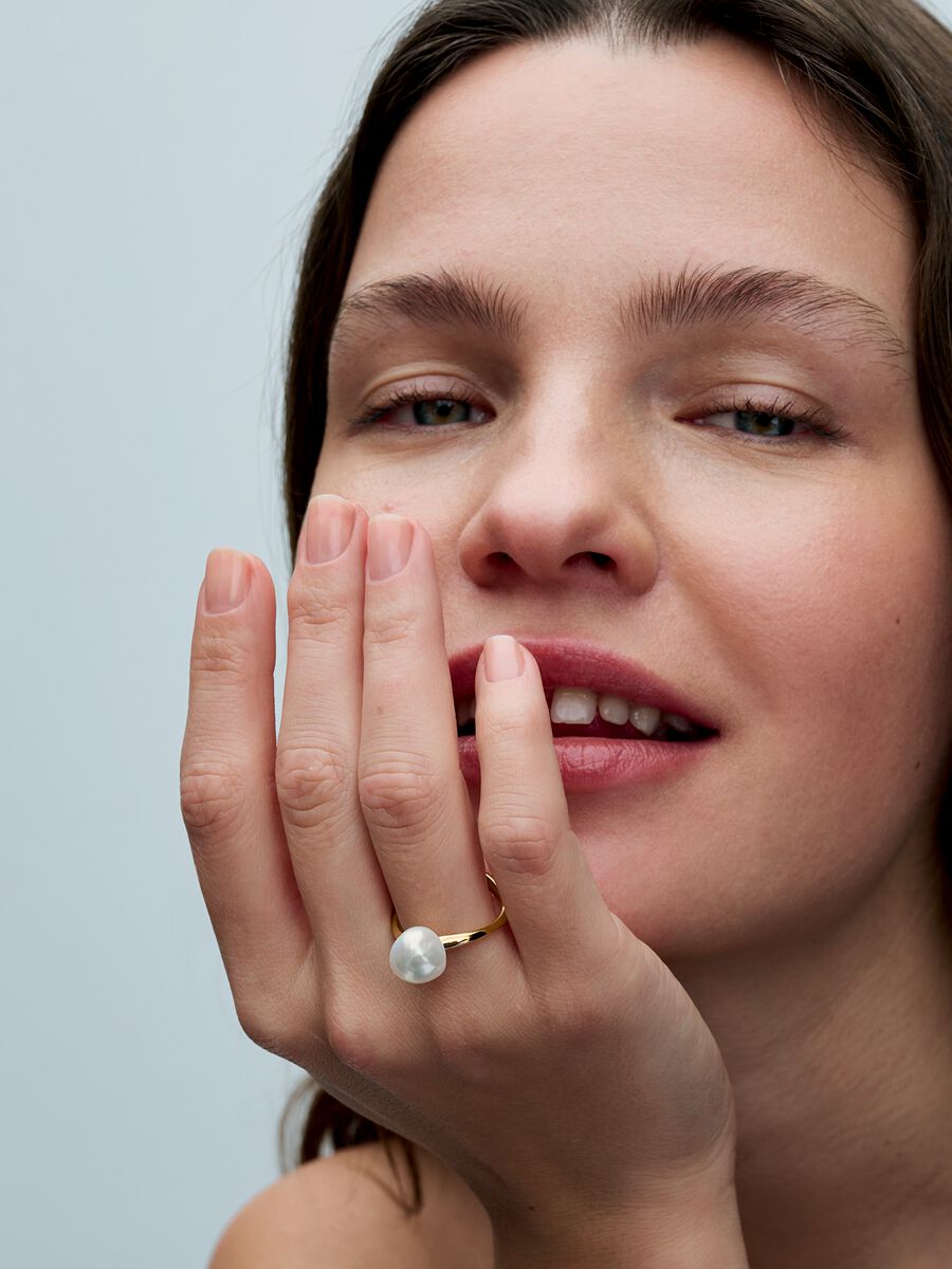 Bague Perle de culture d’eau douce traitée baroque