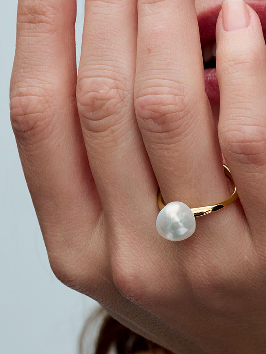 Bague Perle de culture d’eau douce traitée baroque