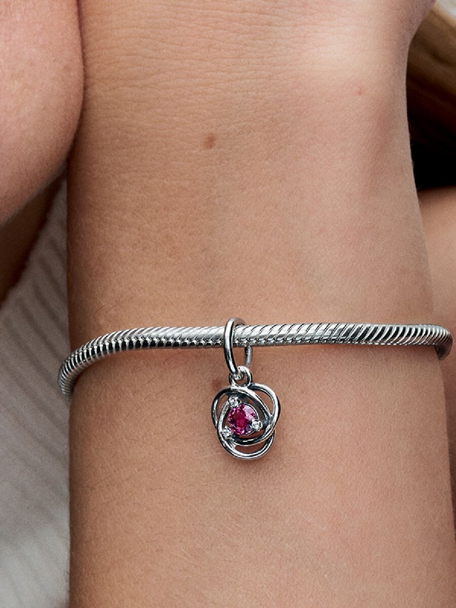 Octobre Charm-pendentif Cercle éternel rose