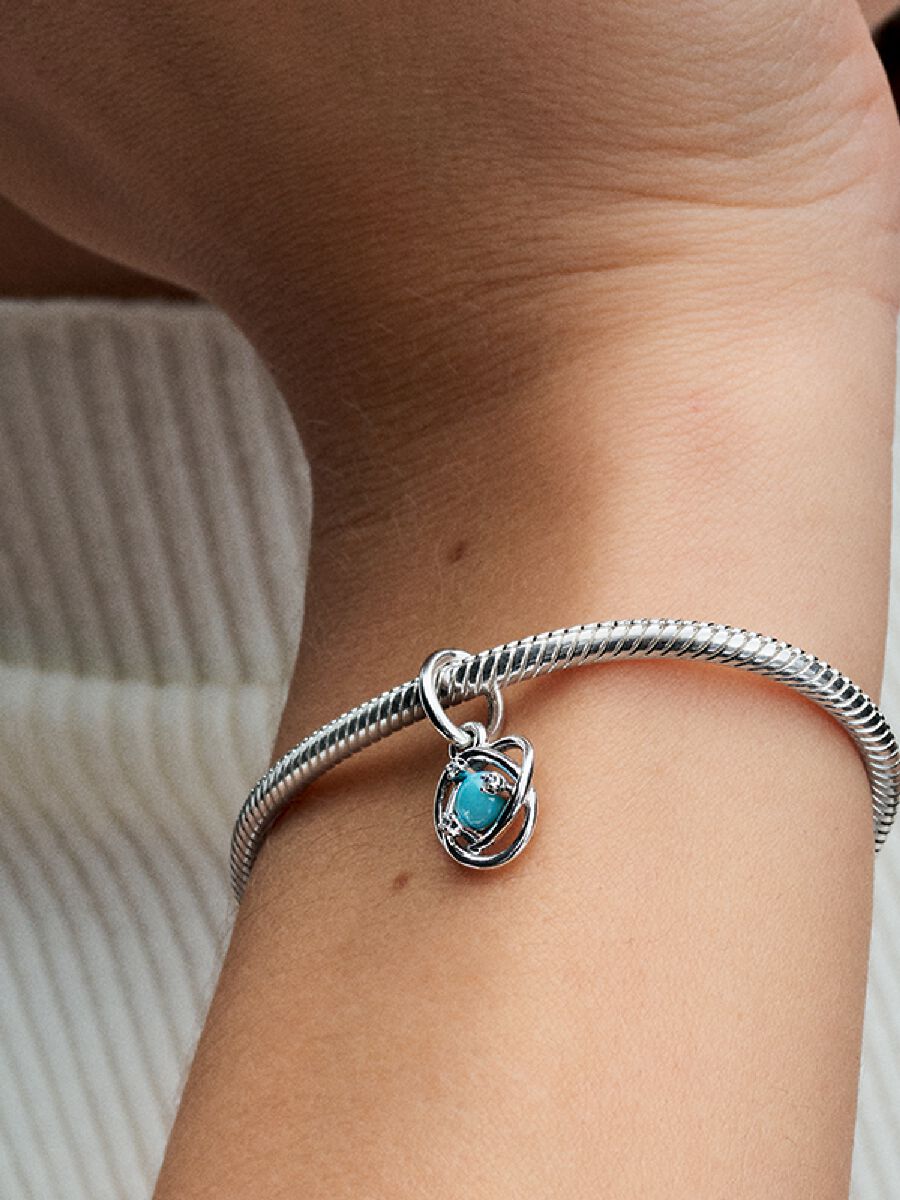 Décembre Charm-pendentif Cercle éternel bleu turquoise