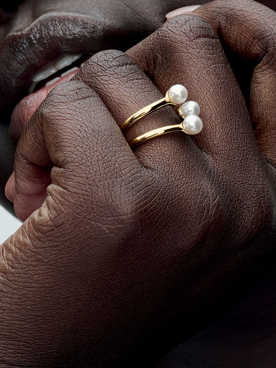 Bague ouverte Perle de culture d’eau douce traitée