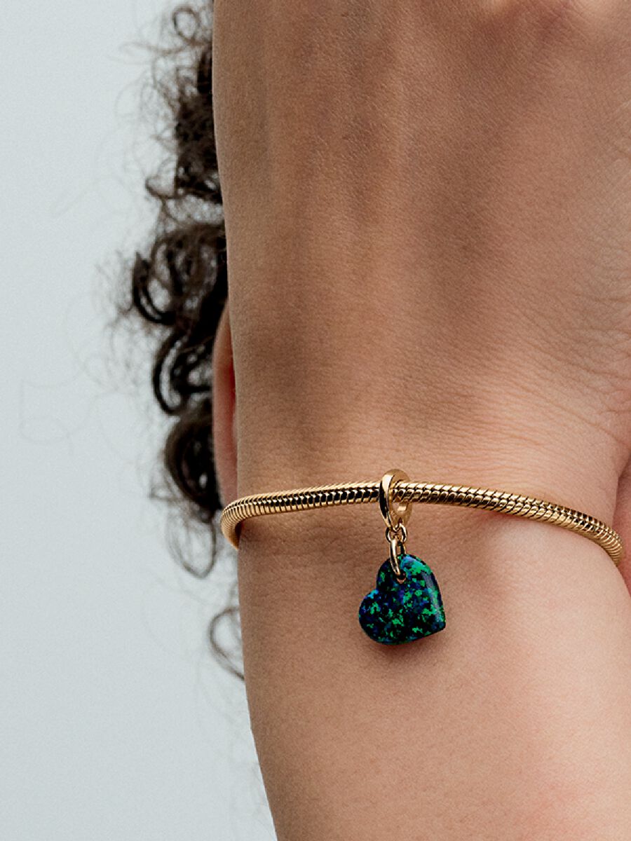 Charm-pendentif Cœur vert opalescent