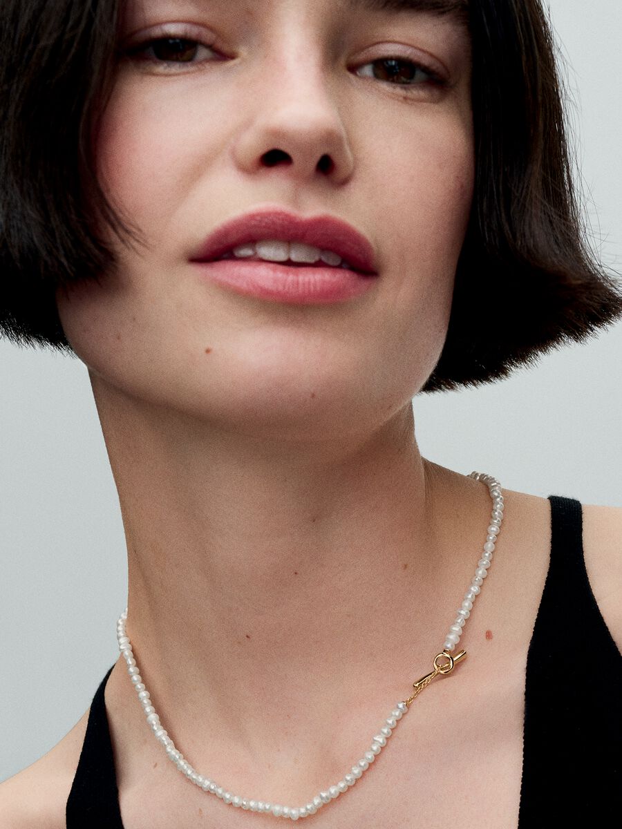 Collier à barre en T Perles de culture d’eau douce traitées