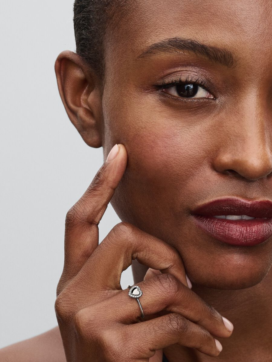 Bague Halo en forme de cœur à graver