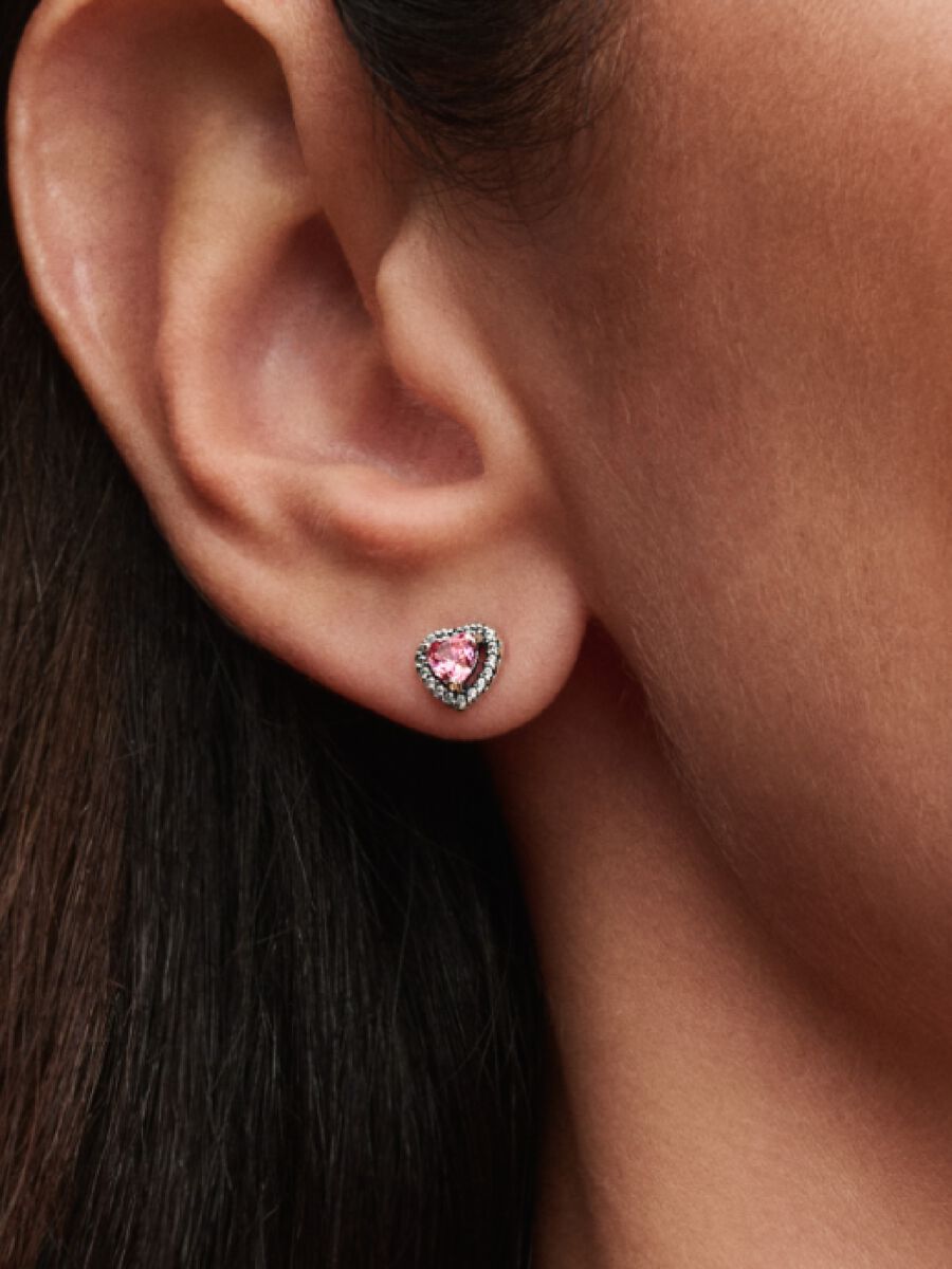 Clous d’oreilles Cœur rose surélevé