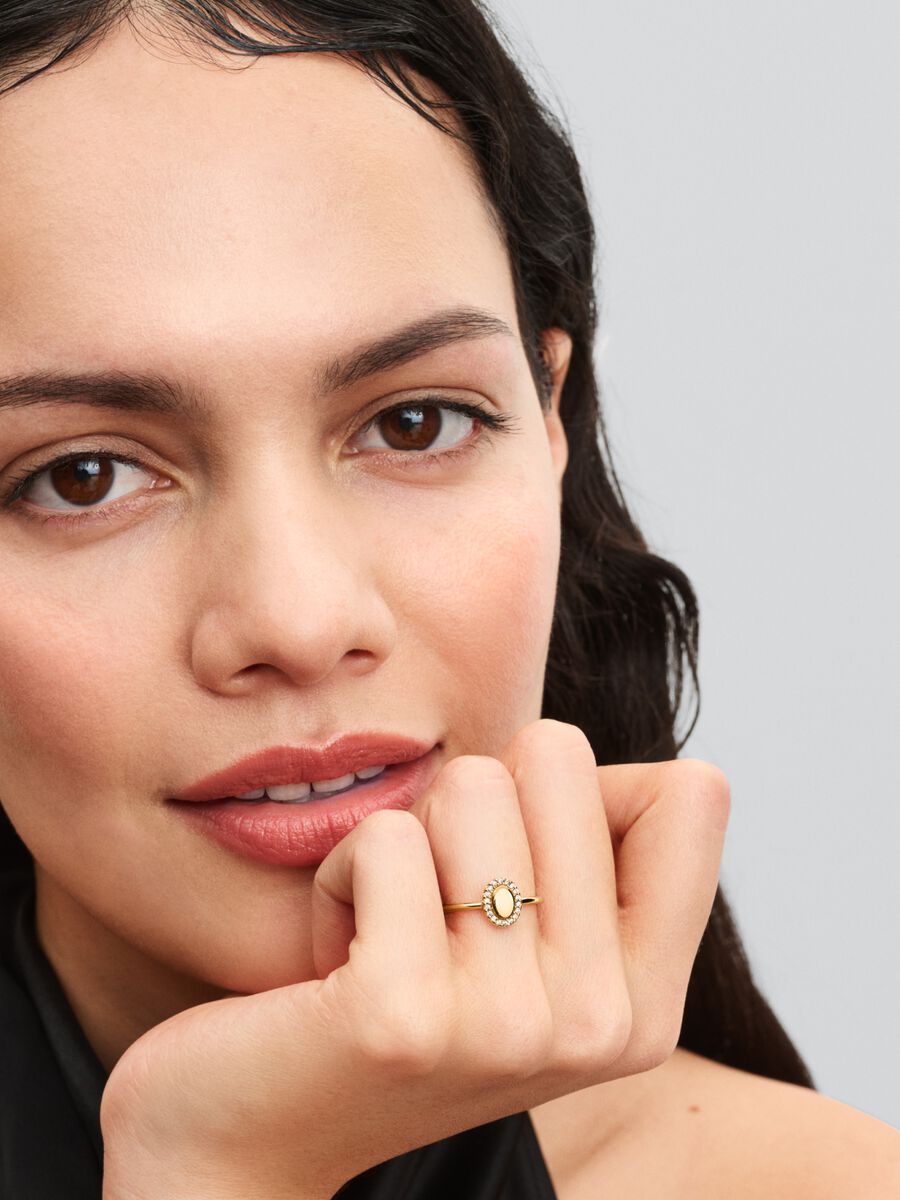 Bague Halo ovale à graver