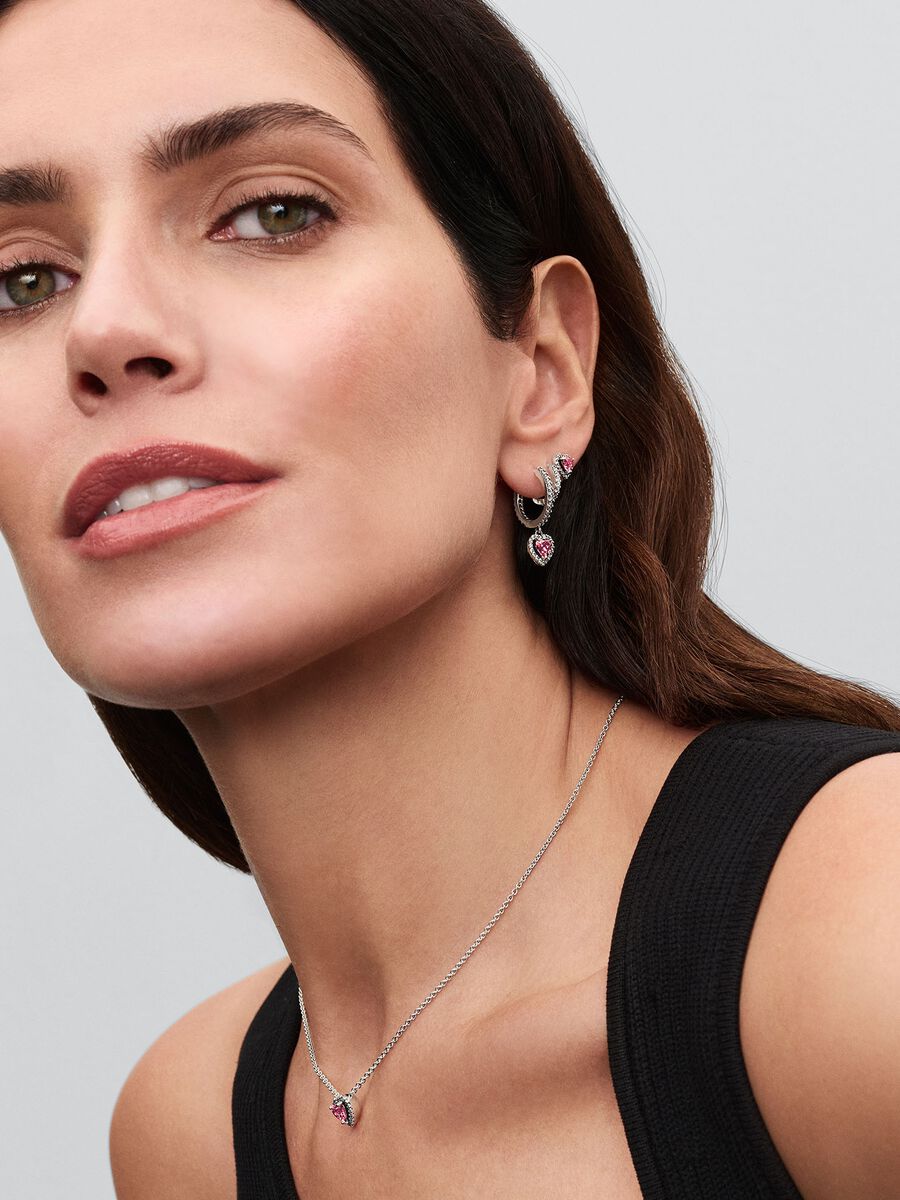 Collier Cœur rose surélevé