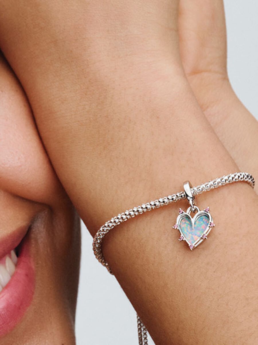 Charm-pendentif double Amitié opalescent