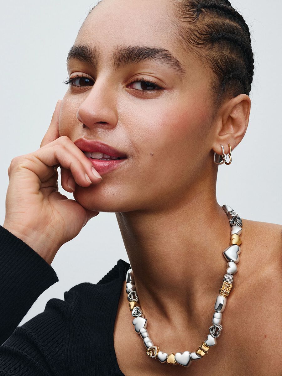 Collier à fermoir en cœur et à chaîne serpentine Pandora Moments