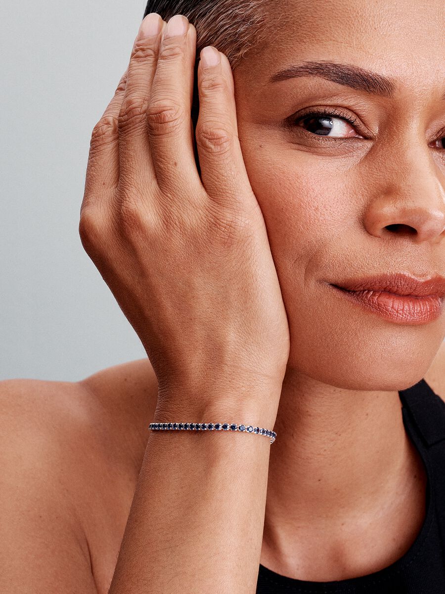 Bracelet tennis bleu scintillant